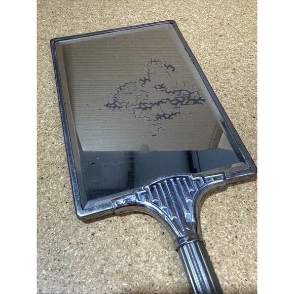 VTG Art Deco Hand Mirror – 1920s/30s – Reverse Painted Glass – Vanity Decor 13x4 - Picture 6 of 6